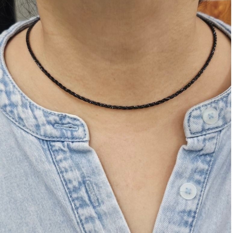 kalung choker hitam emas 75% 750 75 % 17k