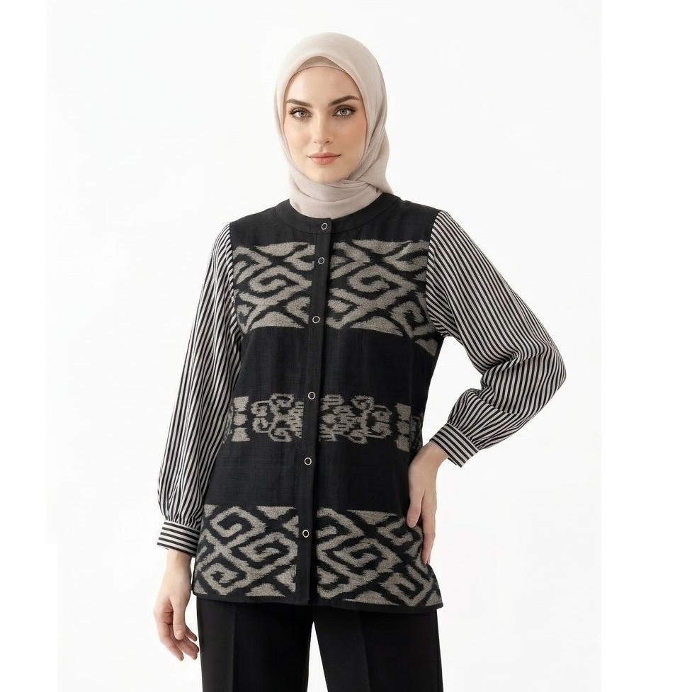 Shanaya Baju Batik Wanita Blus Tenun Batik Kerja Cantik Elegan