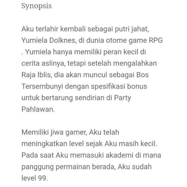 Ready LN/Level 99 Villainous Daughter Bahasa Indonesia Vol.1 sd 2