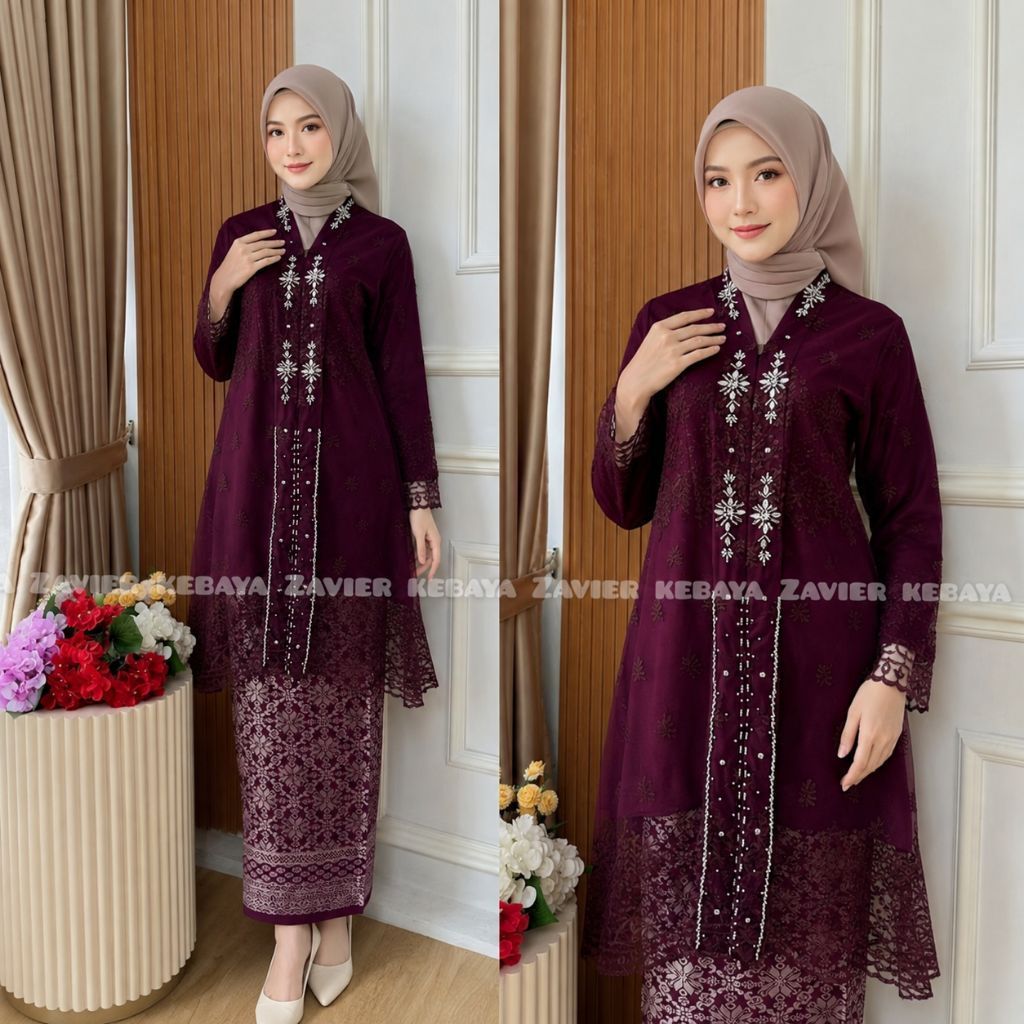 Setelan kebaya tunik Tile/Tunik Tile premium/Kebaya Tunik/Kebaya modern/Kebaya wisuda/Kebaya Tile Bu