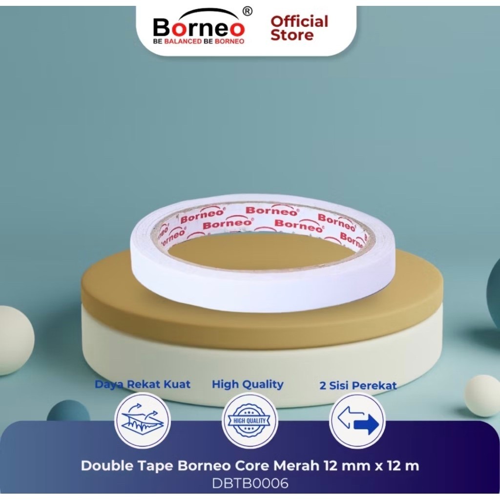 Borneo Double Tape / Double tape 12mm / Double tape rekat kuat