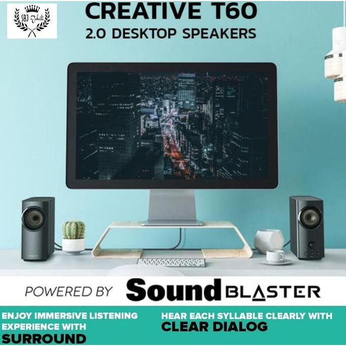 MUBINRIFAE - CREATIVE T60 HI-FI DESKTOP SPEAKER CLEAR DIALOG SURROUND PORTABEL