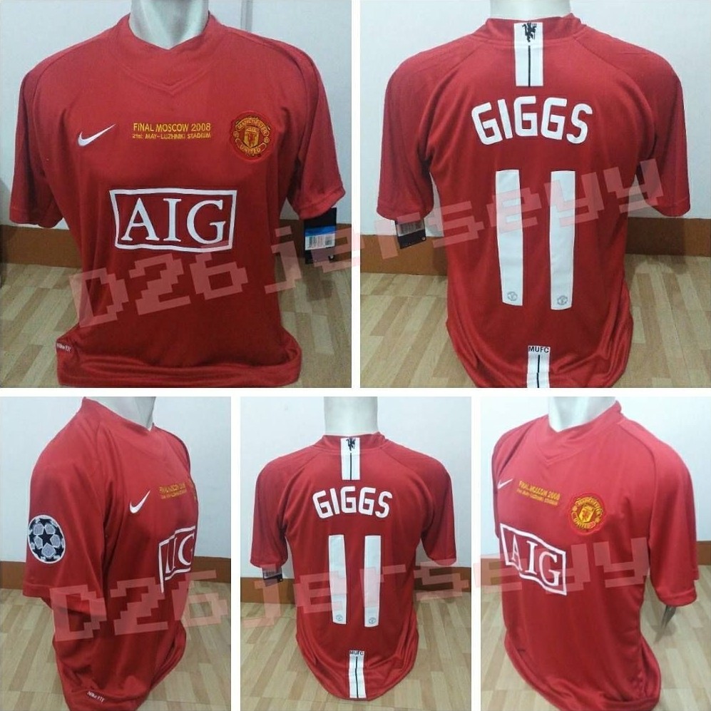 Jersey RETRO EmM-YuuH Home Final UcL MoscowW 2008 + Cetak Nama Nameset GIGGS 11 / CARRICK 16 / SCHOL