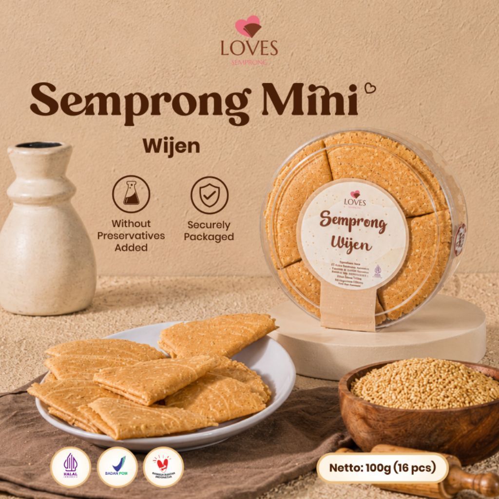 Semprong Mini Wijen / Loves Semprong Mini rasa Wijen Kue Kering Toples Cemilan