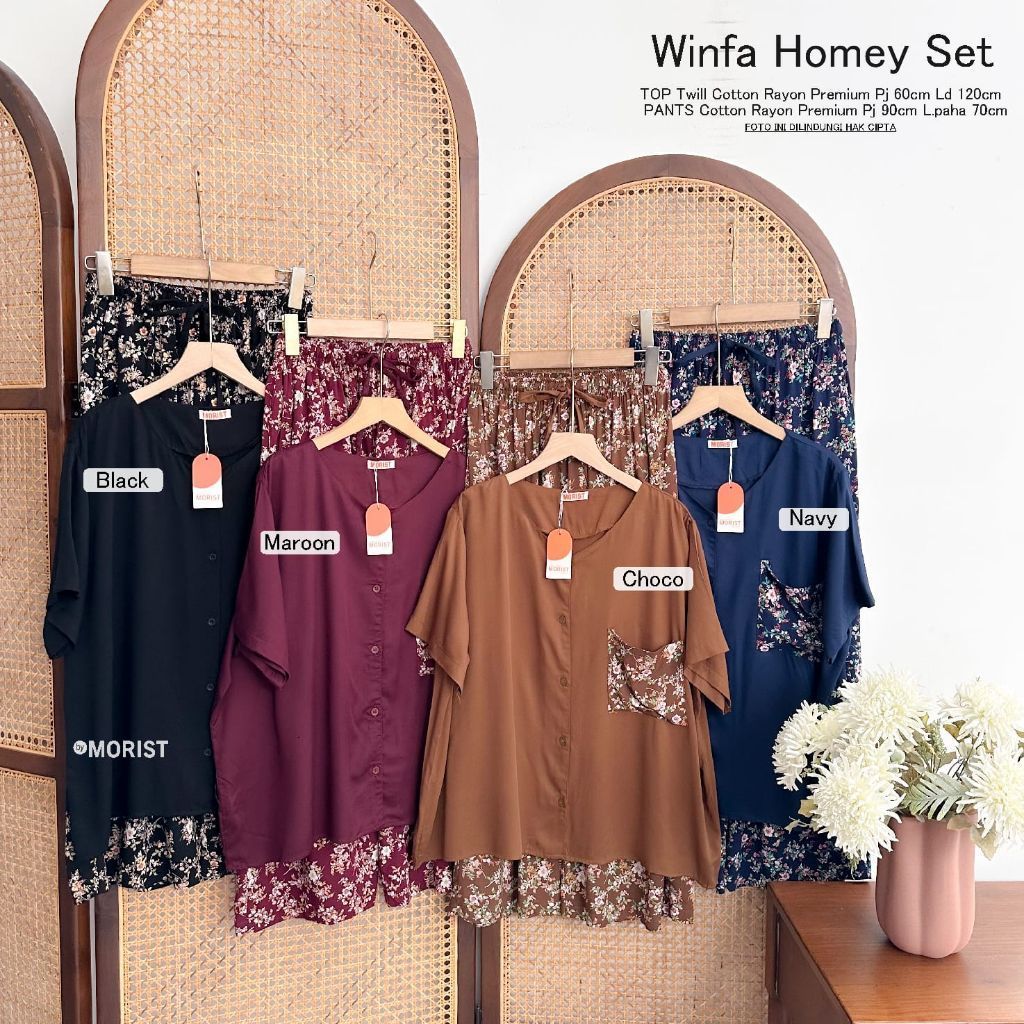 Winfa Set Setelan pendek Jumbo Allsize Busui Premium twill Rayon Original Ori Morist Berlabel