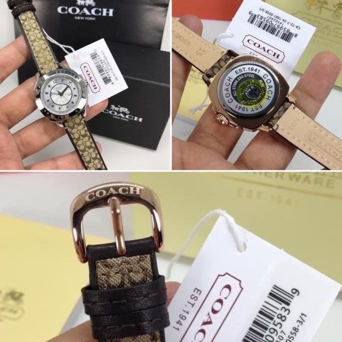[ORIGINAL] Jam Tangan COACH Leather Silver / Jam Tangan Wanita Coach