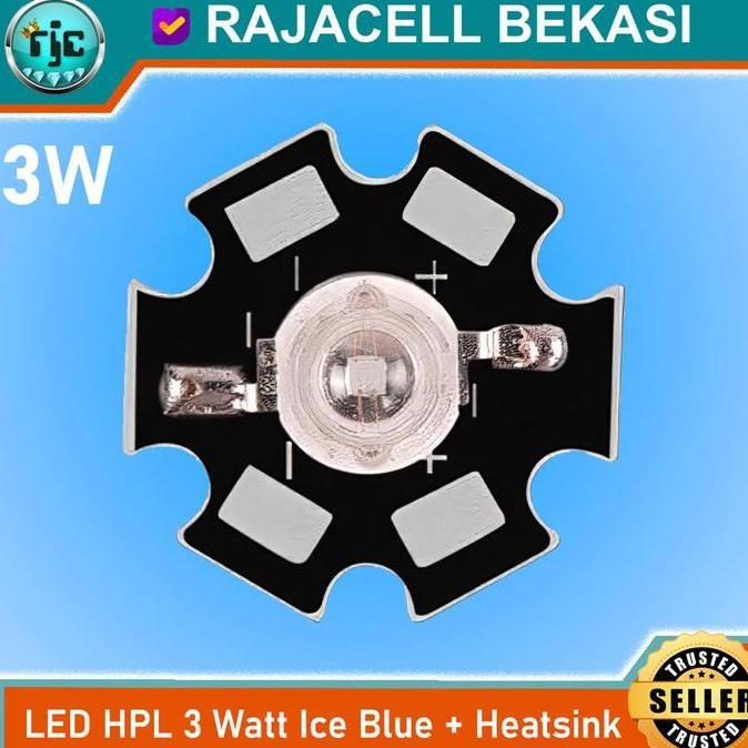 High Power Led Hpl 3W Ice Blue Biru Tosca 3 Watt 3.2-3.4V 480Nm 700Ma + Heatsink