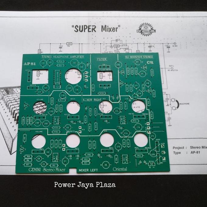 PCB MIXER AP-81 ORIENTAL PENGUAT VU, PENGUAT HEADPHONE, NOISE FILTER PJP79