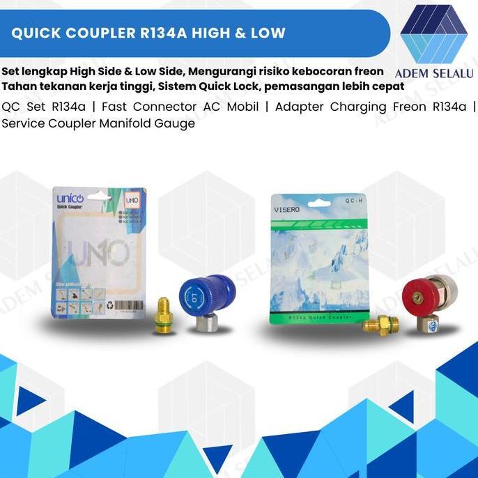 Quick Coupler R134A High & Low | Qc Set R134A | Fast Connector Ac Mobil | Adapter Charging Freon R13