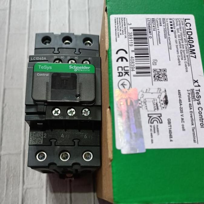 Kontaktor Contactor Lc1D40Am7 220V Lc1D40A M7 Lc1D40 Am7 220V Ac 3Phase Lc1D 40 Am7 (Body Slim )