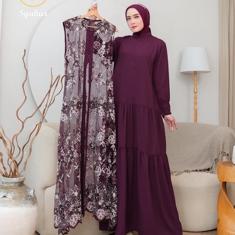 gamis tile bordir by syakur collection