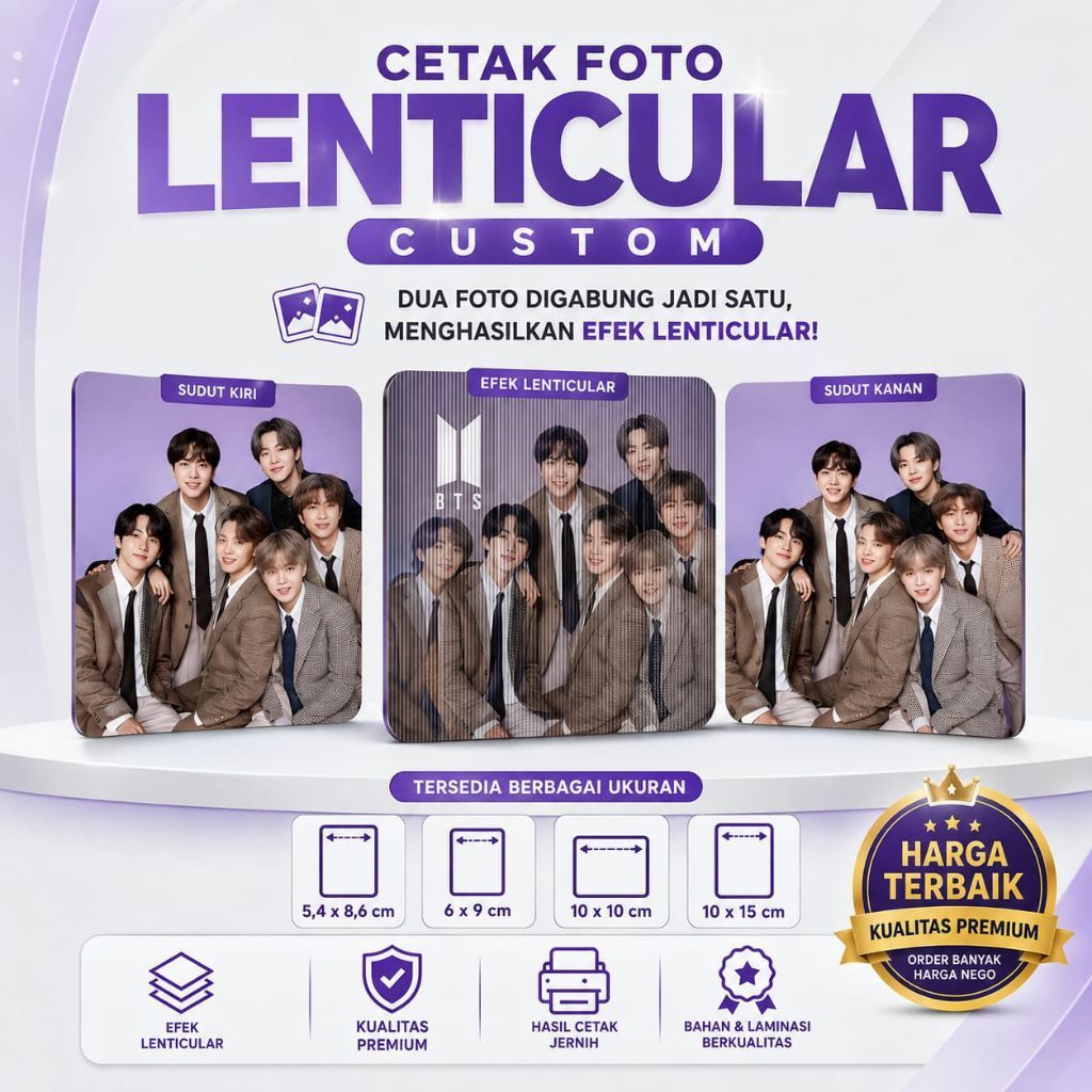 Cetak Lenticular Custom Berbagai Ukuran Cocok Untuk Hadiah