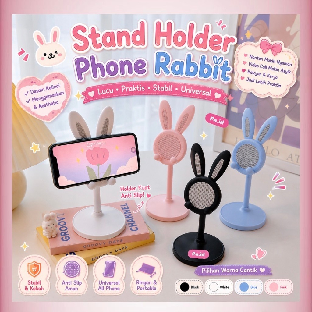 N193 Stand Holder Phone Lucu / Stand Holder Handphone Kelinci Lucu / Tambahkan Sentuhan Lucu pada Pe