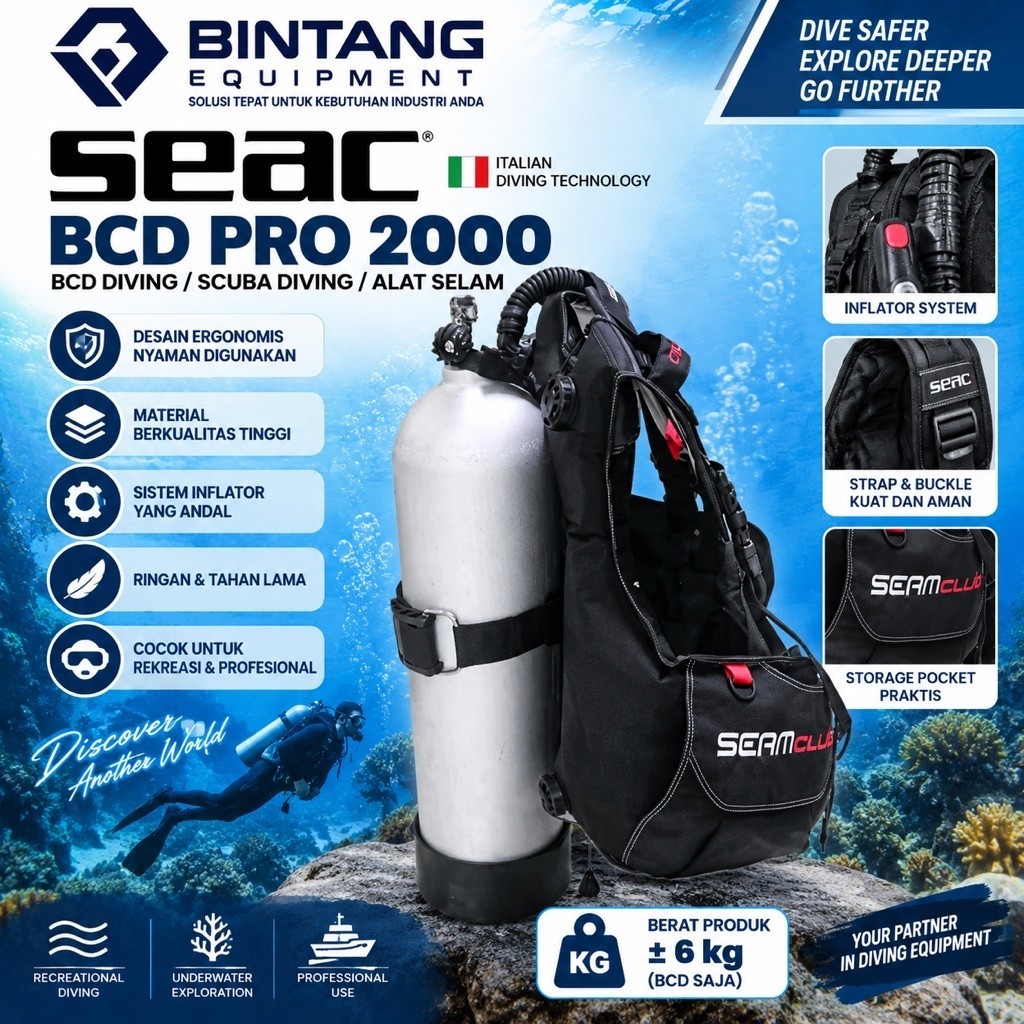 ( SEAC ) BCD pro 2000 / BCD Diving / Scuba Diving / alat selam