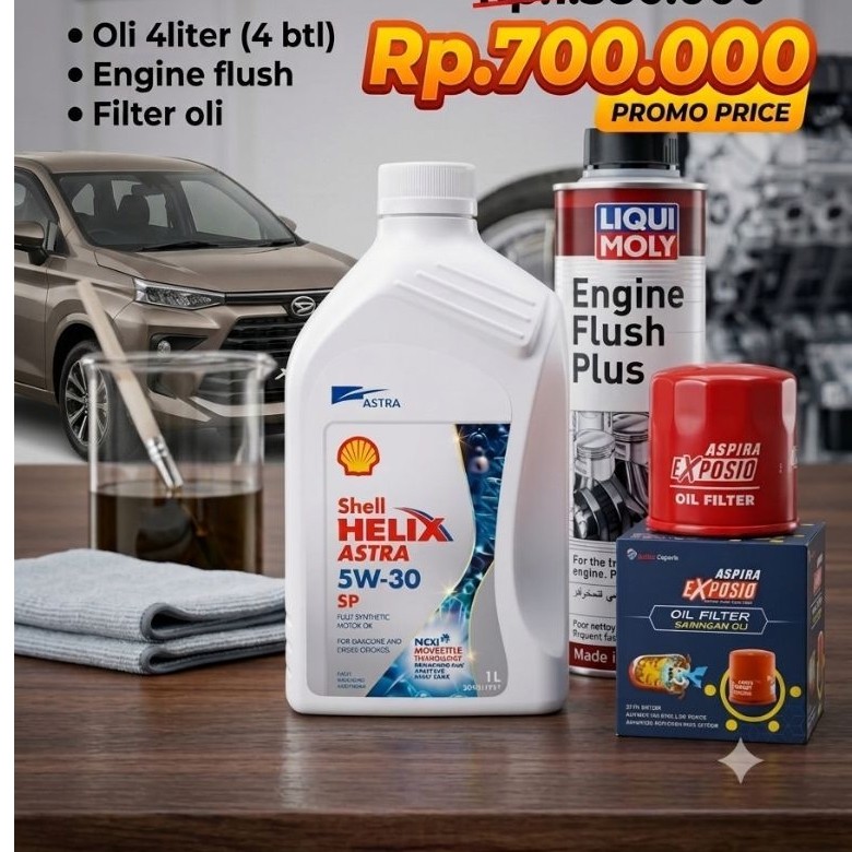 Paket Oli Shell Helix Astra 5W/30 Daihatsu Xenia