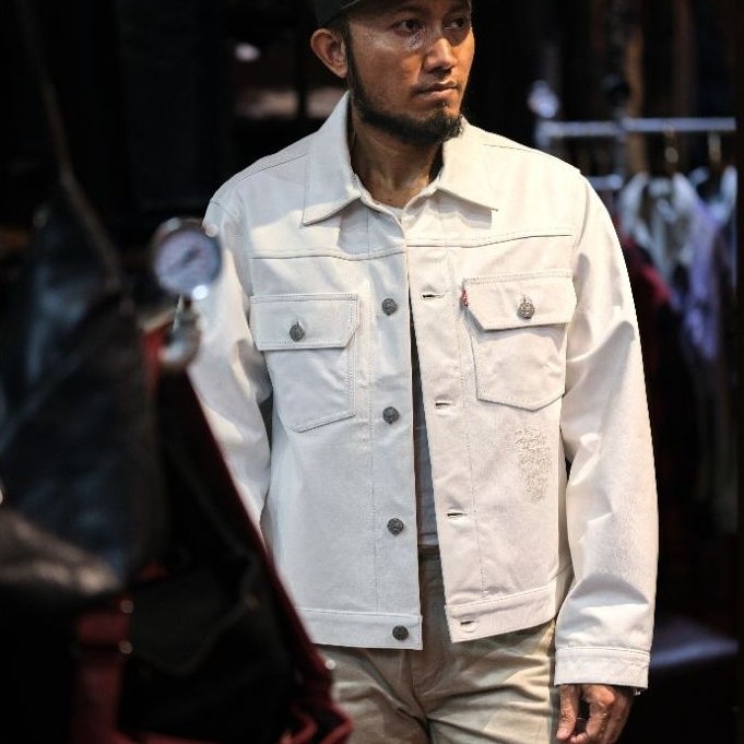 Jaket Levis X St*ssi Leather White Original Made Type 2
