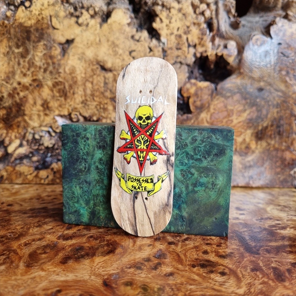 SUICIDAL SKATE fingerboard deck spalted hard maple
