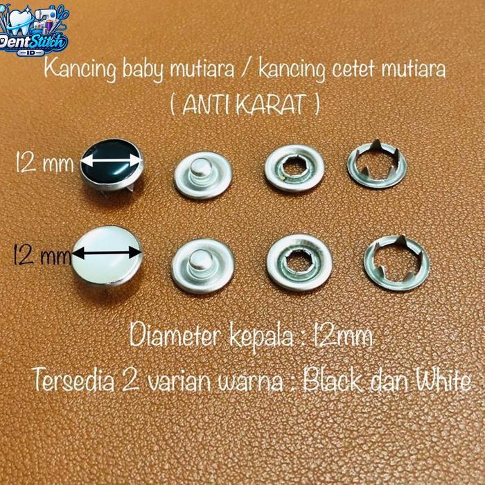 kancing cetet mutiara anti karat / kancing jepret mutiara 12mm / kancing snap mutiara