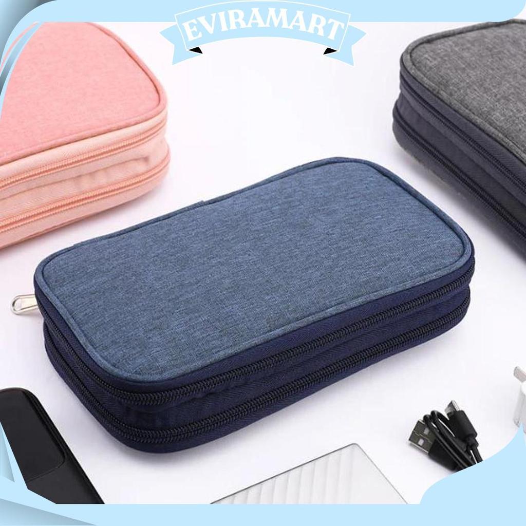 Pouch Dompet Travel Double Layers Mini Storage Organizer Cable Cord Terlaris