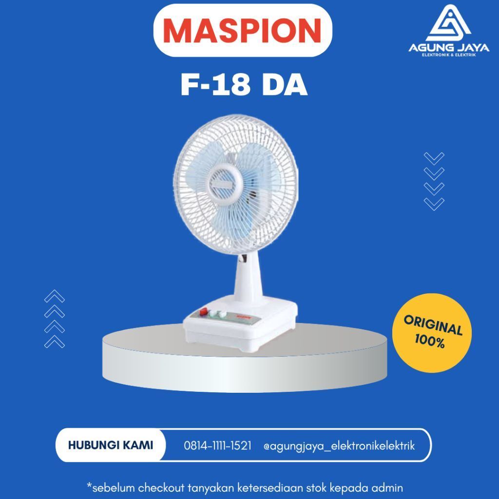 Maspion MSP F 18 DA Desk Fan / Kipas Angin Meja Osilasi 7 Inch / 18 cm F-18 DA / F18 DA / F 18DA