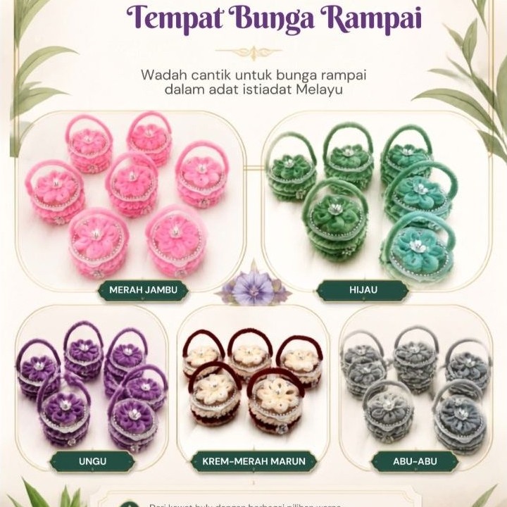 tempat bunga rampai/kotak sirih pinang pernikahan (kawat bulu) lusinan
