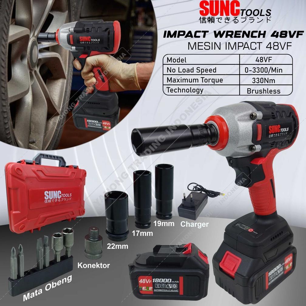 Mesin Impact Baterai Cordless Impact Wrench BRUSHLESS 48V 48VF 48 V SUNC TOOLS