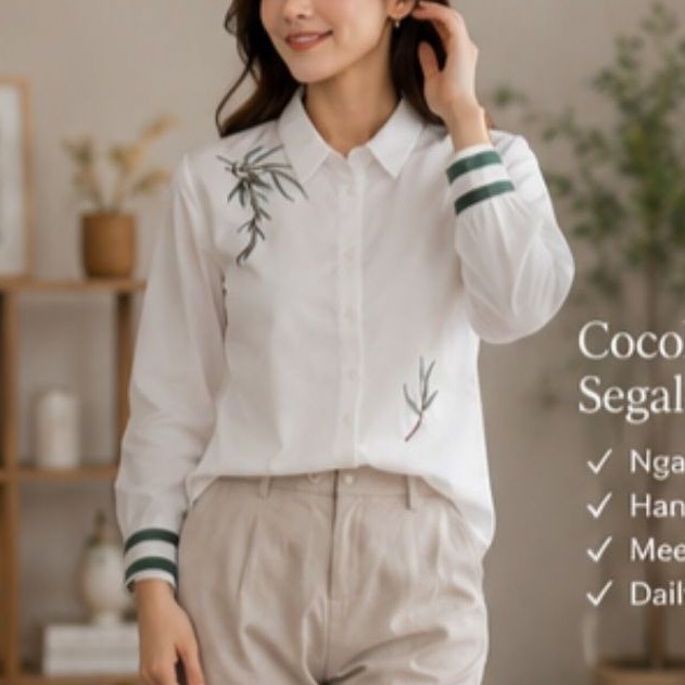 KEMEJA BORDIR #KEMEJA putih #BLUS KANTOR #KEMEJA KERJA #ATASAN WANITA MODERN