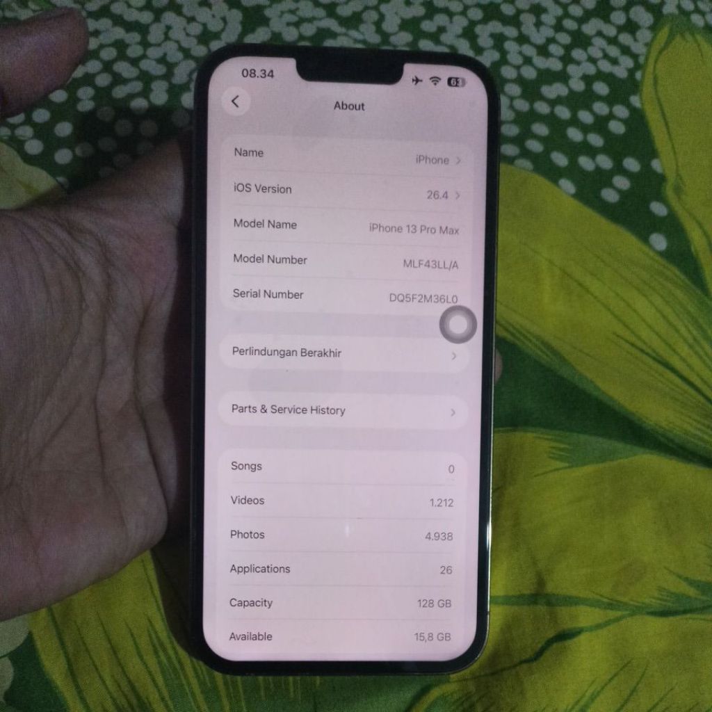 iPhone 13 promax inter 128 gb
Sinyal Indosat 

Minus lcd pernah ganti, lcd lamanya ada white screen 