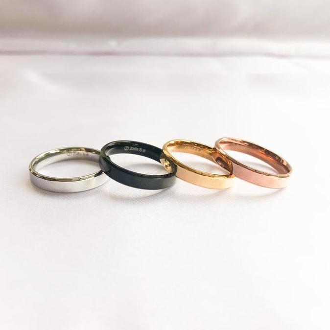 Zafa Cincin Titanium Pria Wanita 6mm 4mm Anti Karat - Smooth