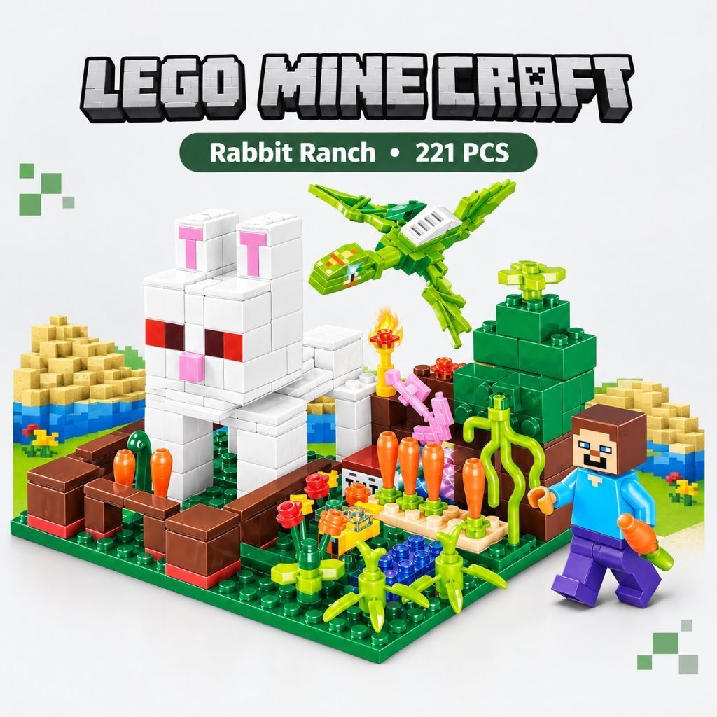 Mainan Anak Block Minecraft Lampu Seri Kelinci