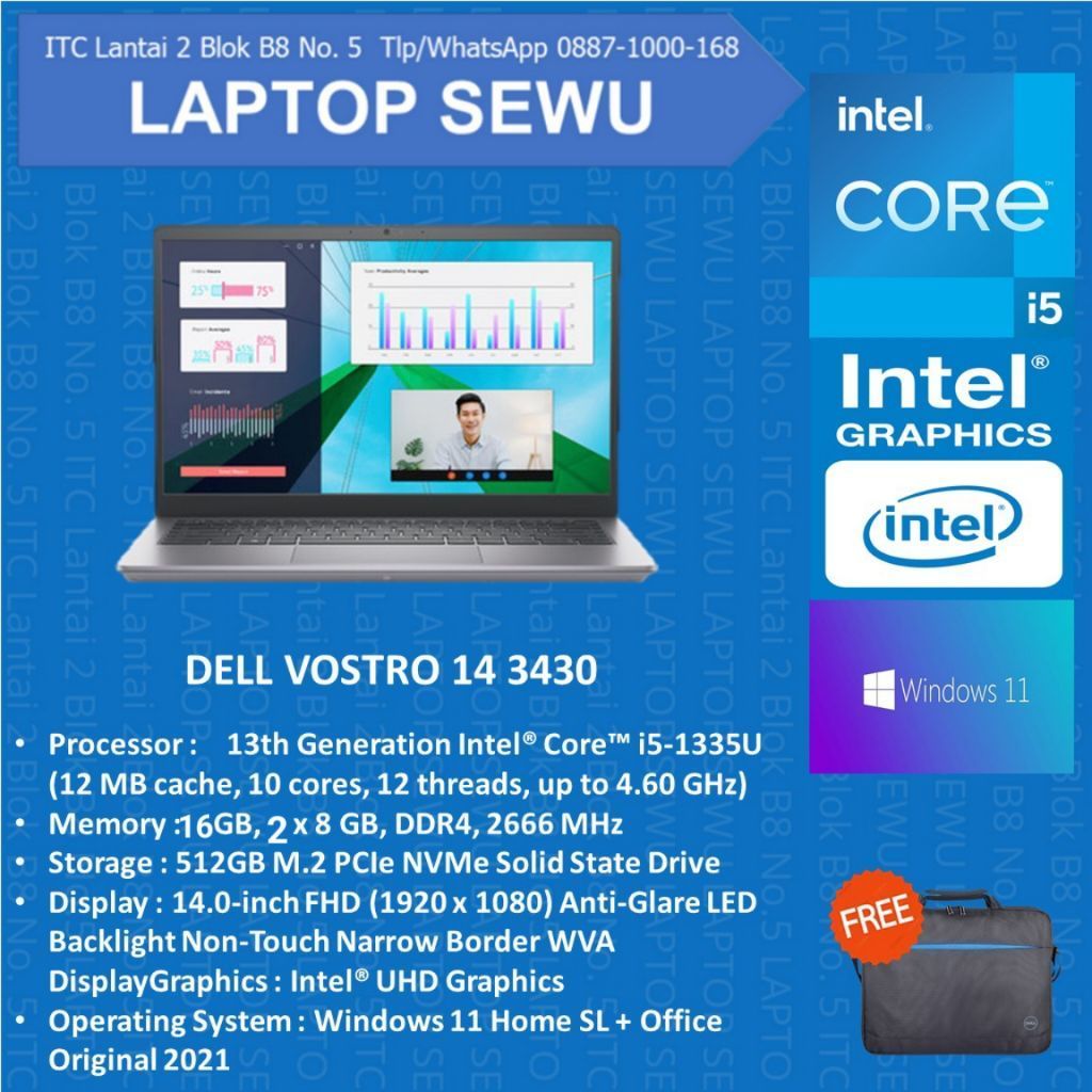 DELL VOSTRO 14 3430 Intel Core i5-1335U 16GB SSD 512GB