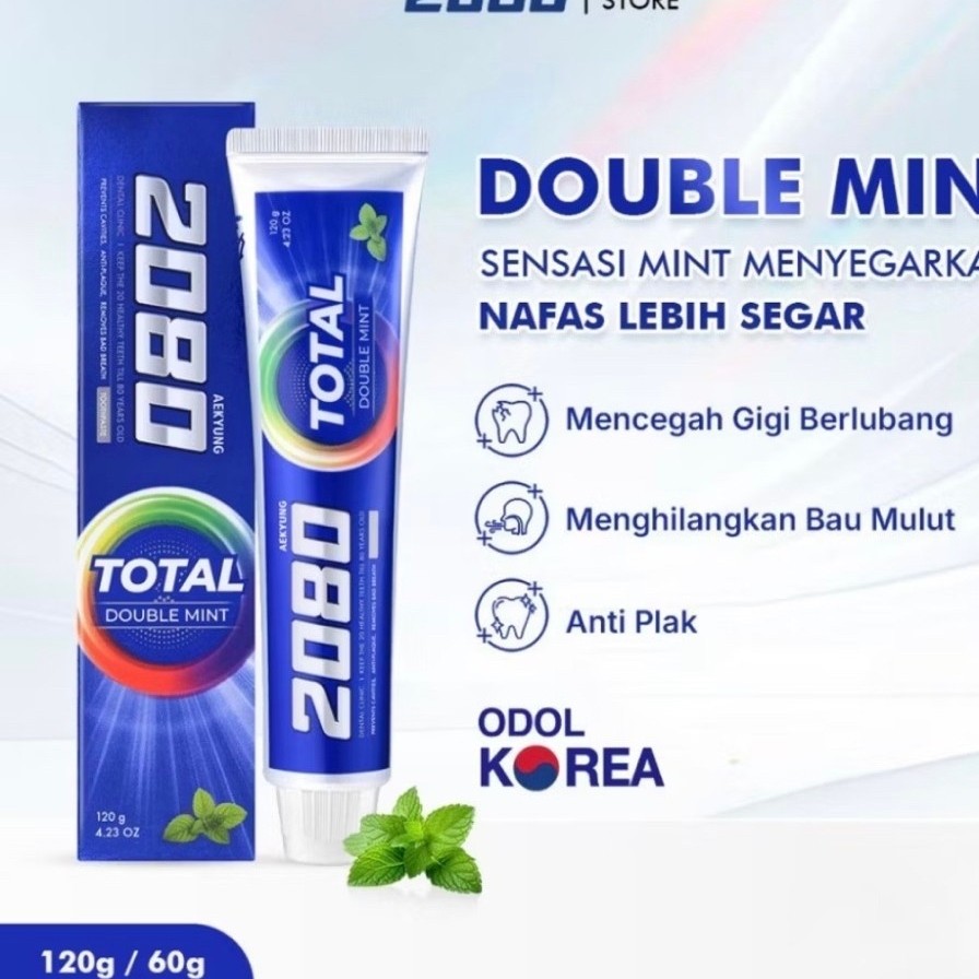 Aekyung 2080 Total toothpaste/Odol Korea 2080 Total Double Mint Toothpaste 120g
