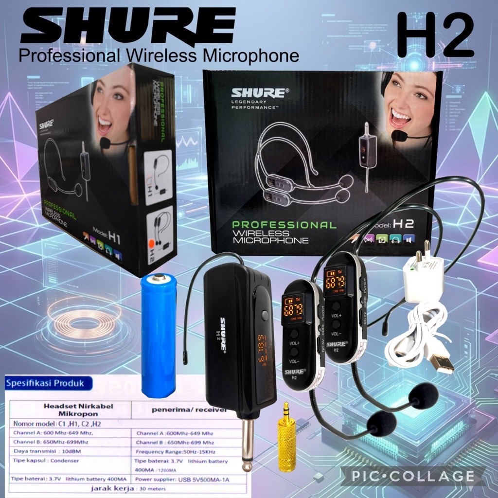 mic wireless shure h2 2 mic wireless headset
