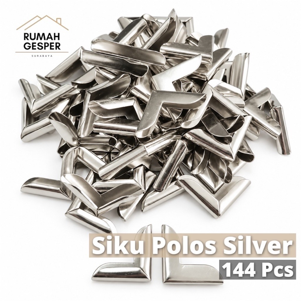 (144 PCS / 1 GROSS) SIKU SUDUT POLOS 2 CM SIKU BUKU YASIN SUDUT SILVER NICKEL NIKEL
