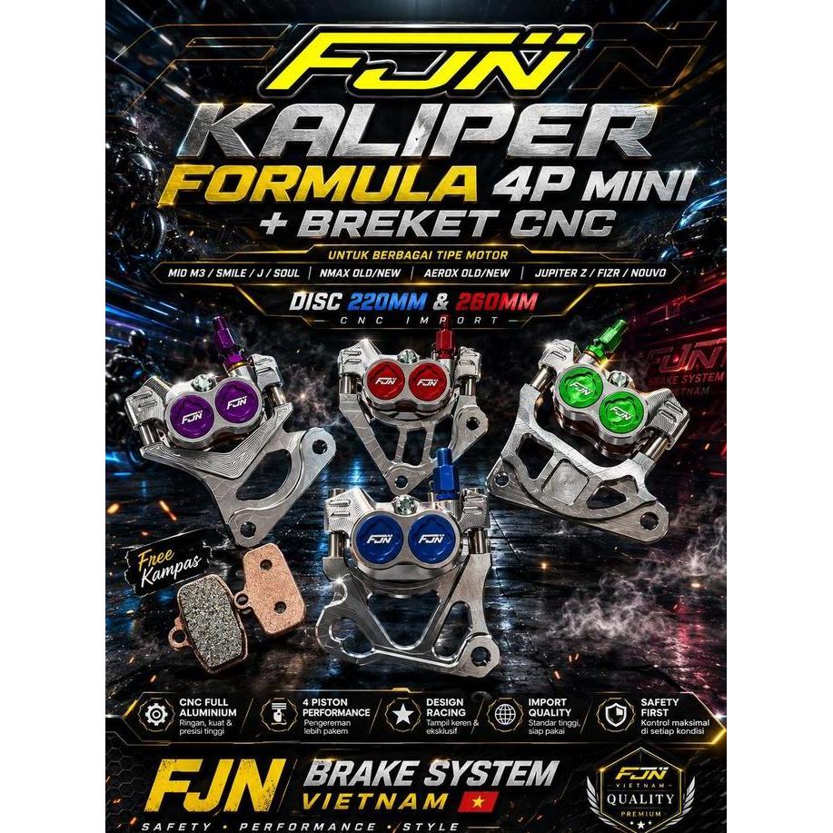 PAKET KALIPER FORMULA SWITS 4P + BREKET DISC 230MM/260MM PNP AEROX NEW AEROX OLD NMAX NEW NMAX OLD D