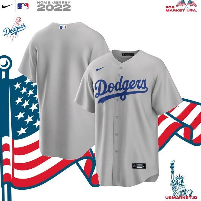 Kaos Jersey Nike Baseball MLB Dodgers Los Angeles Grey Original Jersey