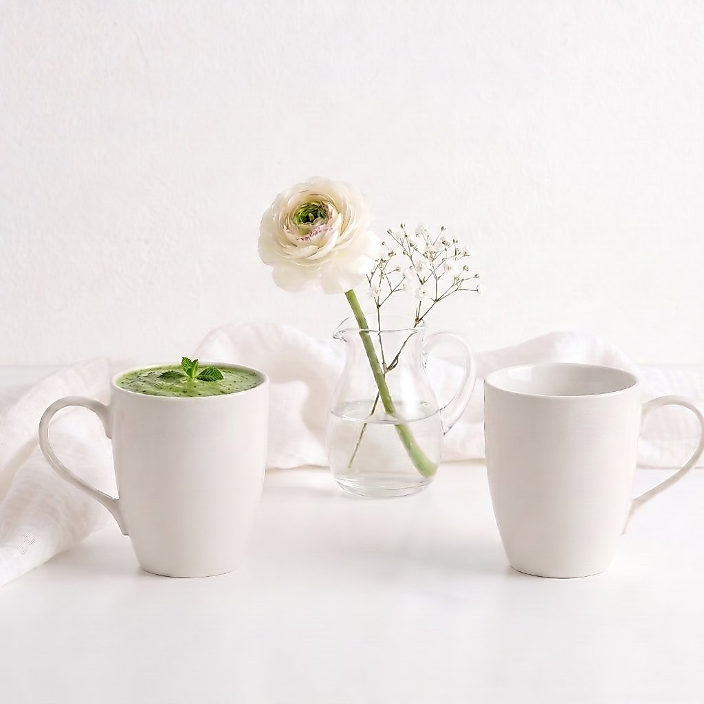 Sango Set Mug Pure White Isi 2 | Gelas Cangkir Kopi Teh Susu Cafe Estetik Premium Estetik SNI