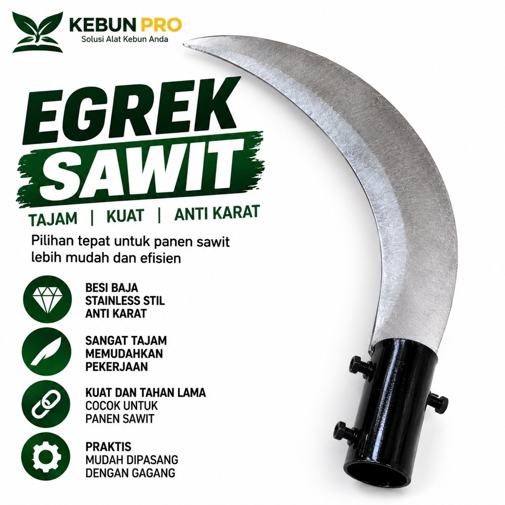 Egrek sawit super tajam baja asli original 100% kepala sabit baja multifungsi serbaguna sabit baja s