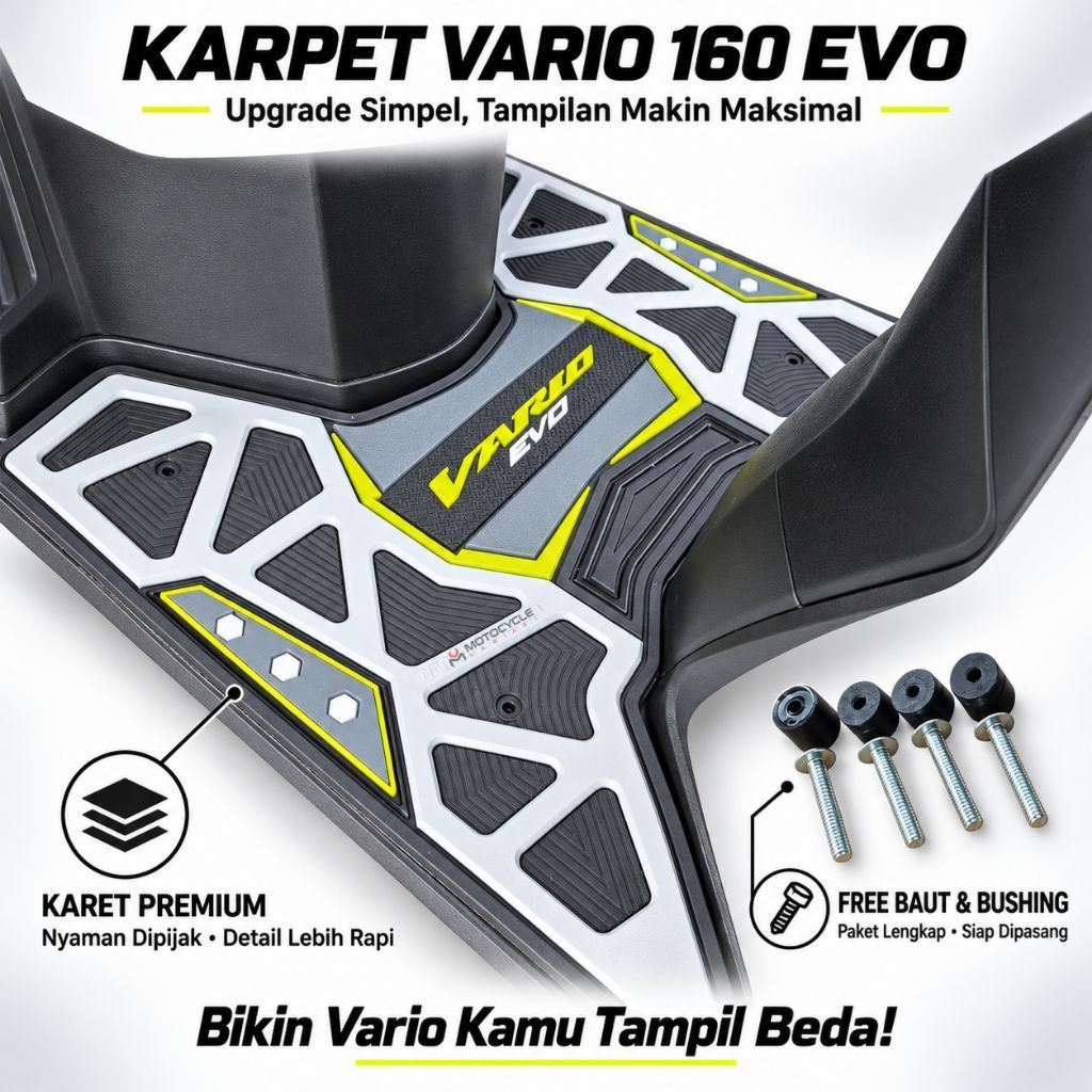 PLOMAT - MOTOPAD27 Karpet Vario 160 Evo Karpet Pijakan Kaki Vario 160 Bordes Vario 160