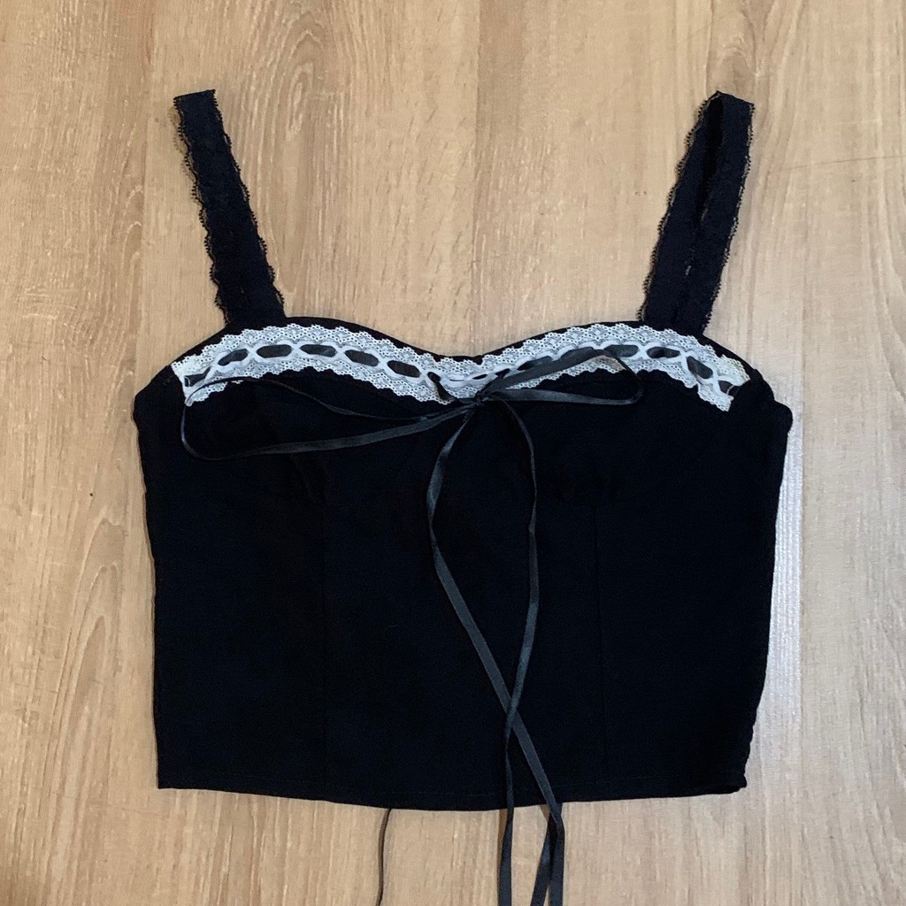 gothic black corset lace top