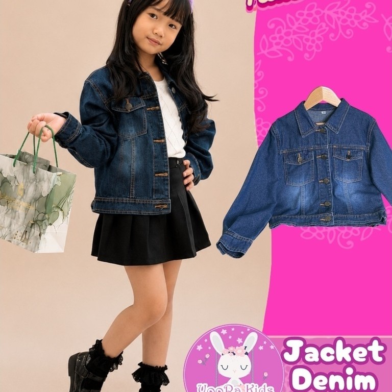 Yoorakids Jaket Denim Anak Perempuan Outer Jeans Cewek Casual Fashion Jacket Denim polos