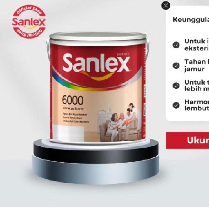 Cat Tembok Sanlex 6000 5KG - Interior & Eksterior, Daya Rekat Kuat