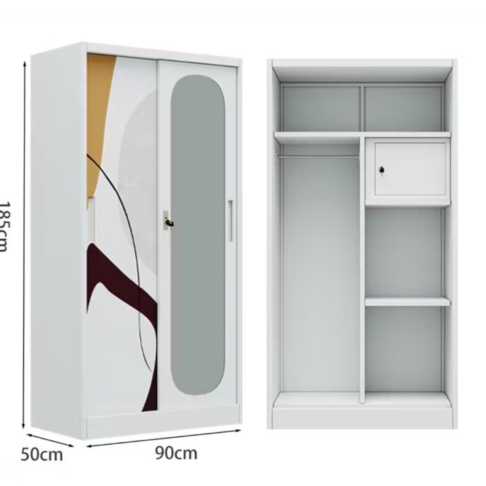 Lemari Pakaian Besi Sliding 2 Pintu 90cm - OKELO IMPORTA