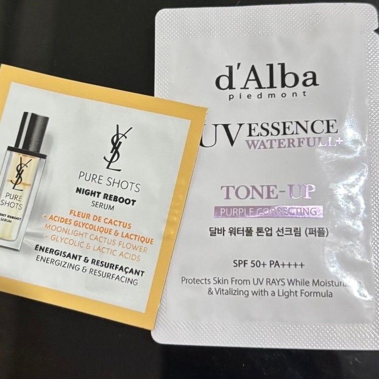 sample size d'alba sunscreen dan serum ysl