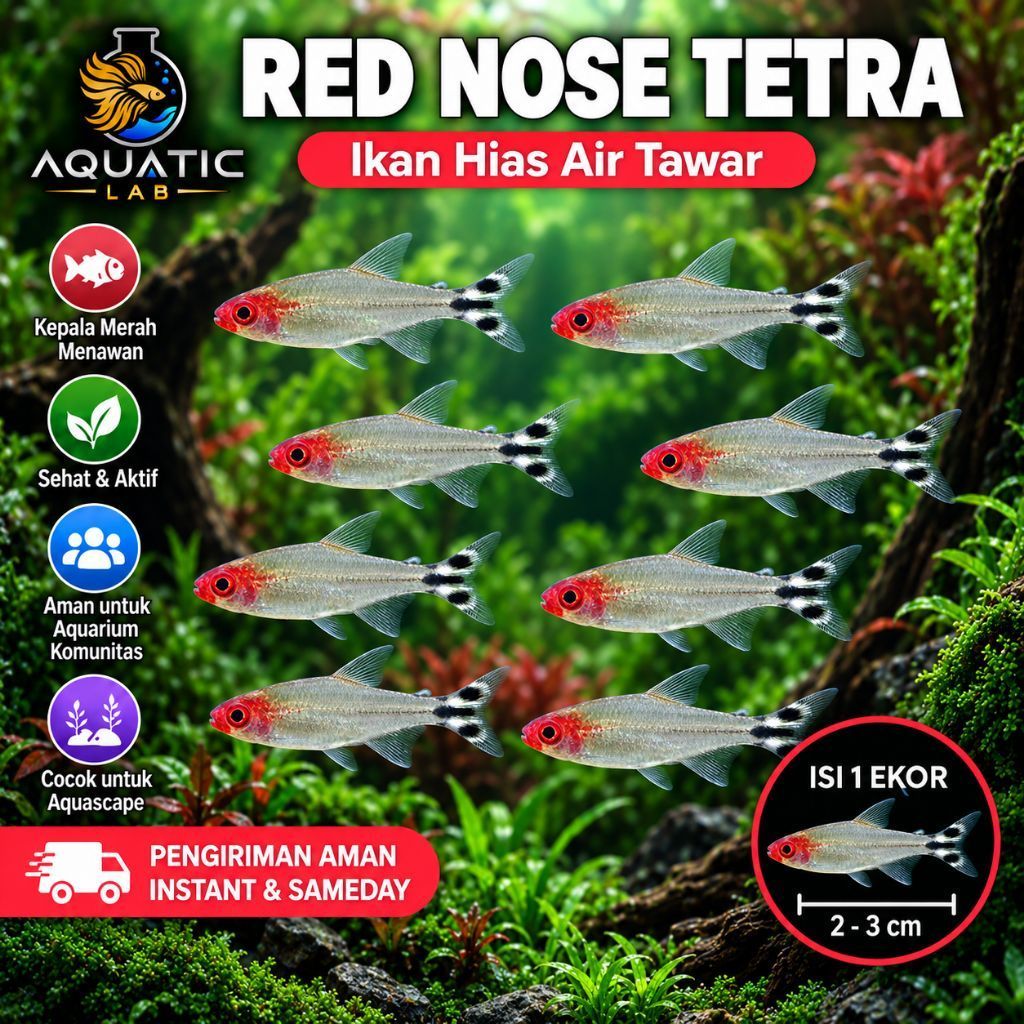 Ikan Red Nose Tetra Rummy Nose 2–3 cm | Ikan Hias Air Tawar Aquascape