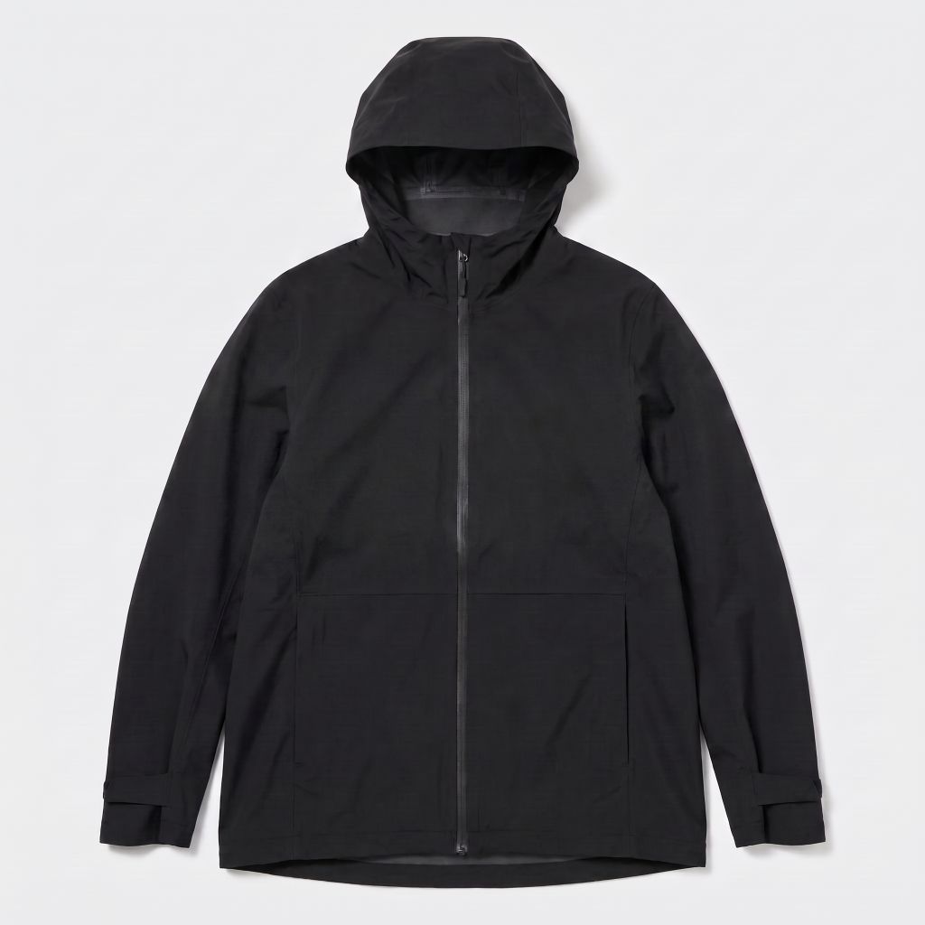 Uniqlo Blocktech Parka Black Water Repellent - Preloved Size XL - Second Original