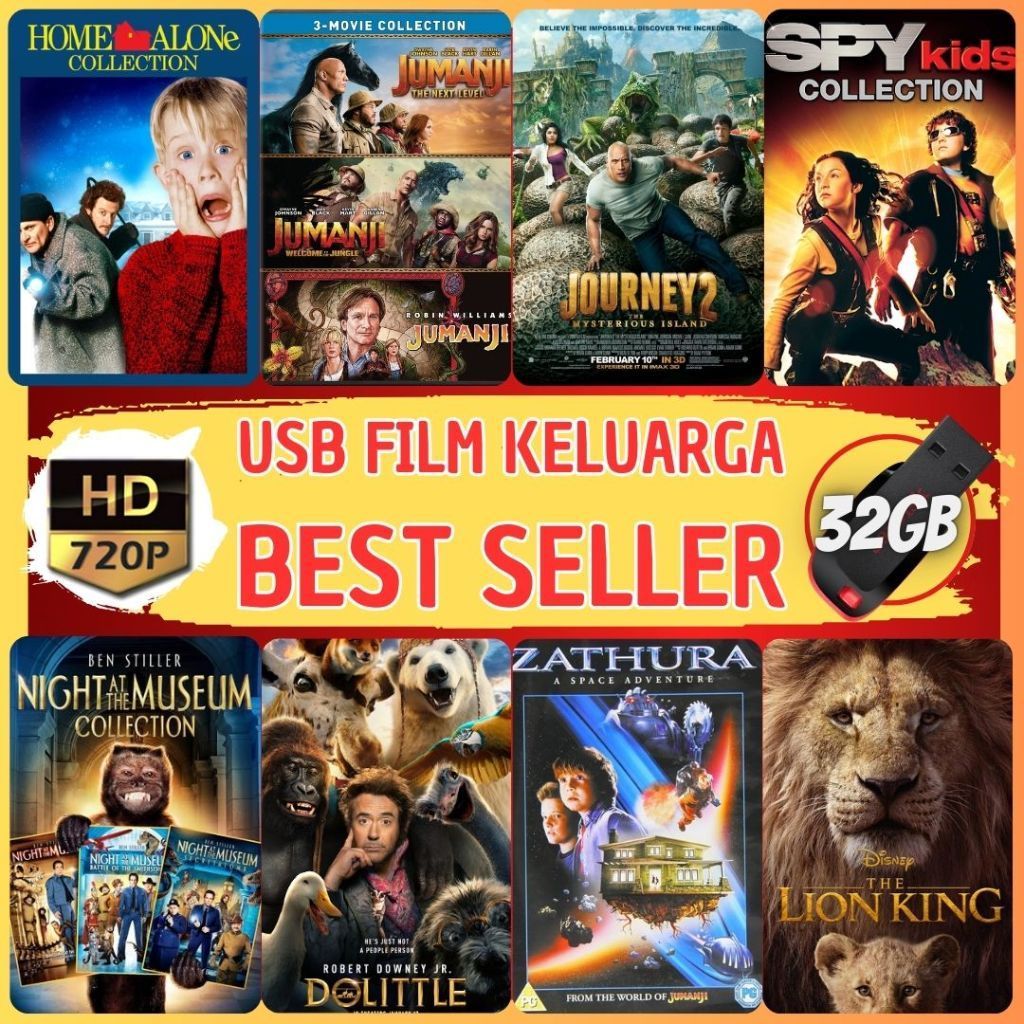 Flashdisk 32GB Isi Full Film Box Office Keluarga - Movie Anak & Dewasa - Play di TV Mobil Laptop