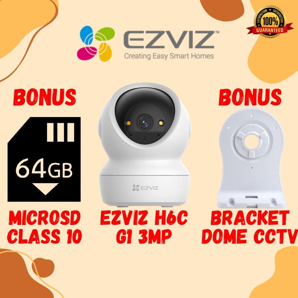 (PROMO) CCTV EZVIZ H6C G1 3MP Smart Wifi Kamera Ezviz Indoor H6C G1 2K 3MP + Bonus Bracket + Bonus M