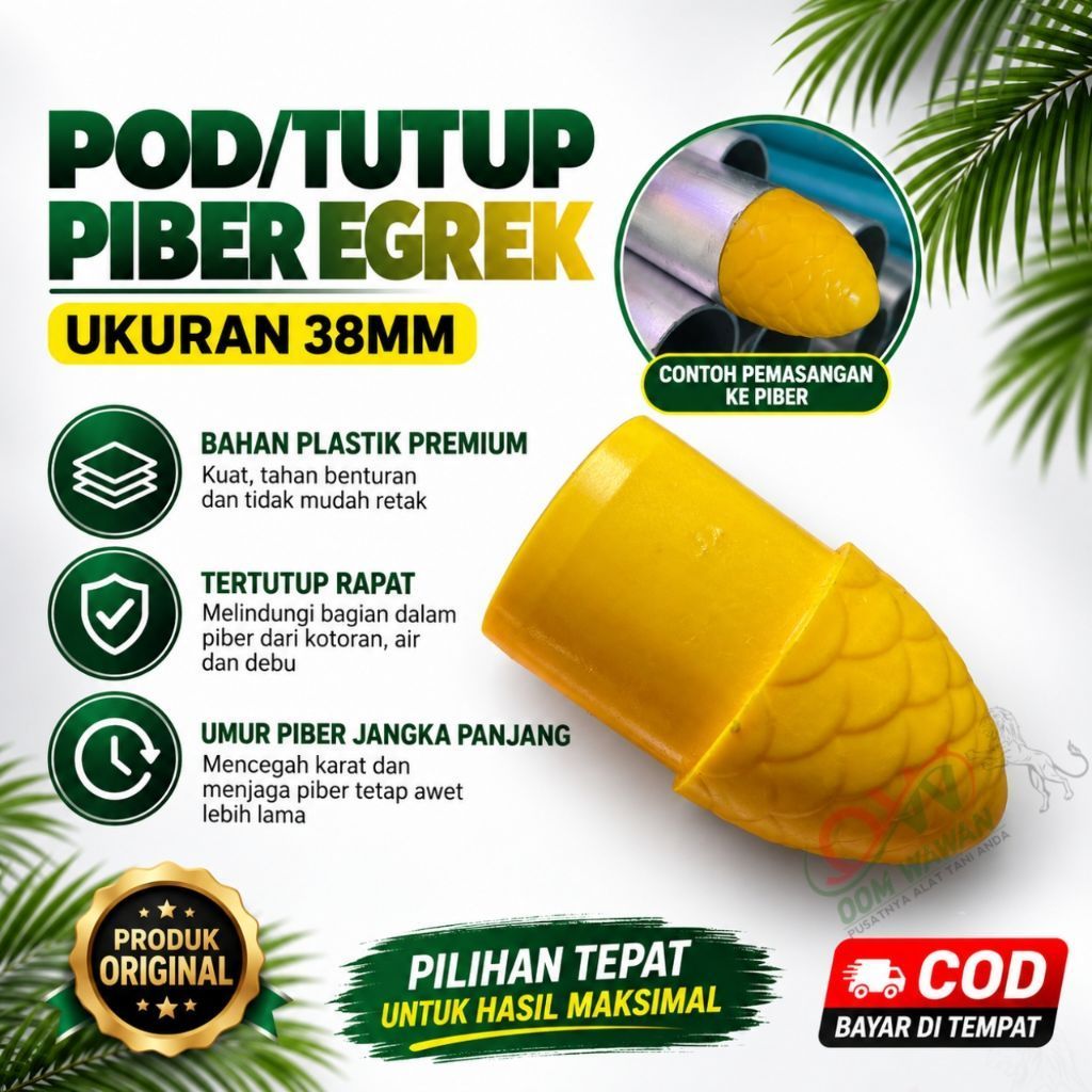 Penutup Galah egrek ukuran 38mm, Dop tutup bawah fiber sawit