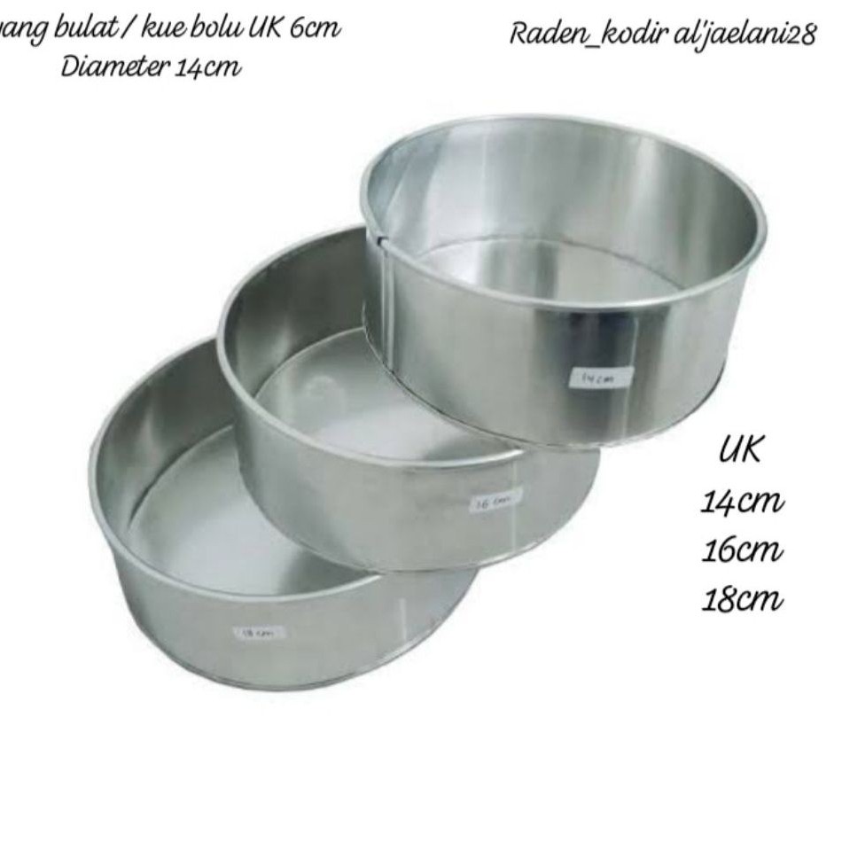 Loyang Bulat Mini / Cetakan kue bolu tinggi 6cm alumunium Diameter 14cm 3 varian